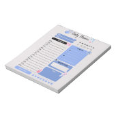 Soft Blue Daily Planner with Mood & Water Track ノートパッド (回転)