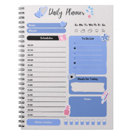 Soft Blue Daily Planner with Mood & Water Track ノートブック