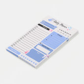 Soft Blue Daily Planner with Mood & Water Track ポストイット (アングル)