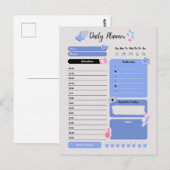 Soft Blue Daily Planner with Mood & Water Track ポストカード (正面/裏面)