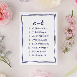 Soft Blue Doodle Wedding Seating Chart Card テーブルナンバー