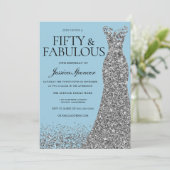 Soft Blue Elegance 50th Birthday Party 招待状 (スタンド正面)