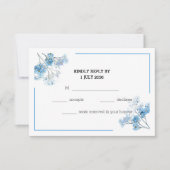 Soft Blue Elegant Watercolor Flowers Wedding RSVP (正面)