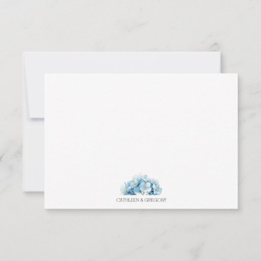 Soft Blue Elegant Watercolor Flowers Wedding RSVP (裏面)