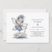 Soft Blue Fairy Girl 6th Birthday Pastel invitatio 招待状 (正面)