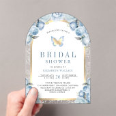 Soft Blue Floral Arch Butterfly Bridal Shower アクリル招待状 (インサイチュ (ポータブル))