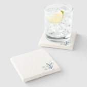 Soft Blue Floral | Coastal Minimalist ストーンコースター (横)