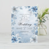 Soft Blue Floral Watercolor Wedding 招待状 (スタンド正面)