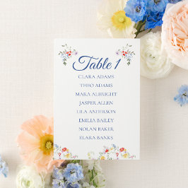 Soft Blue Floral Wedding Seating Chart Card テーブルナンバー
