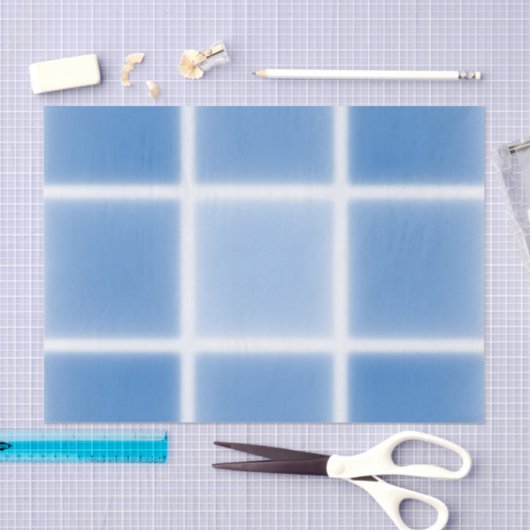 Soft Blue Grid Tile Pattern 薄葉紙 (クラフト)