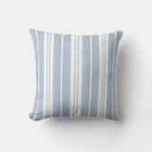 Soft Blue Herringbone Fern Striped Pattern クッション (正面)