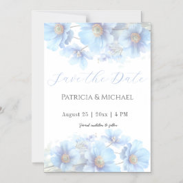 Soft Blue Himalayan Poppy Flower Garden Wedding  マグネット招待状
