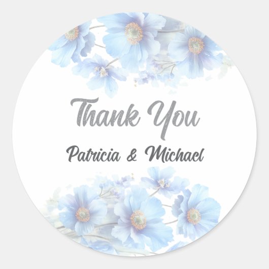 Soft Blue Himalayan Poppy Flower Garden Wedding  ラウンドシール (正面)