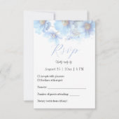 Soft Blue Himalayan Poppy Flower Garden Wedding  出欠カード (正面)