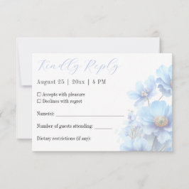 Soft Blue Himalayan Poppy Flower Garden Wedding  出欠カード