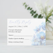 Soft Blue Himalayan Poppy Flower Garden Wedding  出欠カード (スタンド正面)