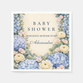 Soft Blue Hydrangea Elegance Baby Shower スタンダードカクテルナプキン (正面)