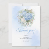 Soft Blue Hydrangea Eucalyptus thank you card サンキューカード (正面)