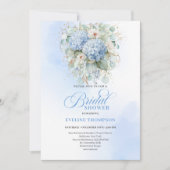 Soft Blue Hydrangea Gold Bridal Shower Invitation 招待状 (正面)