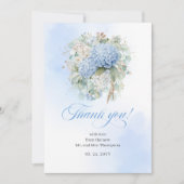 Soft Blue Hydrangeas Eucalyptus Wedding thank you  サンキューカード (正面)