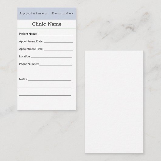 Soft Blue Minimal Appointment Card 予約カード (正面/裏面)