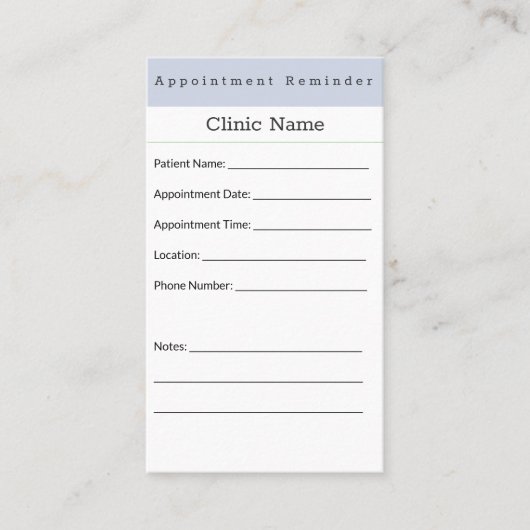 Soft Blue Minimal Appointment Card 予約カード (正面)