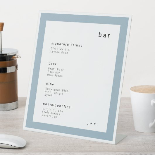 Soft blue minimalist event Bar Pedestal Sign 台座サイン (インサイチュ)