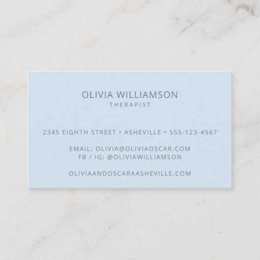 Soft Blue Modern Minimalist Script Therapist 名刺 (裏面)