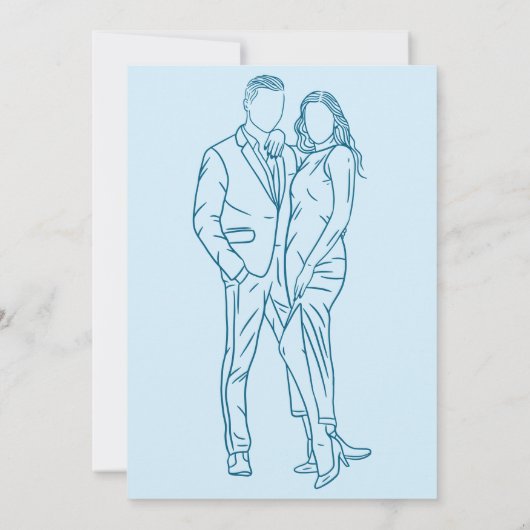Soft Blue on Blue Couple Wedding Invitation 招待状 (裏面)