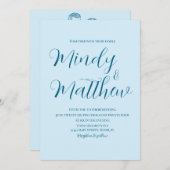 Soft Blue on Blue Couple Wedding Invitation 招待状 (正面/裏面)