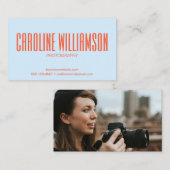 Soft Blue Orange Bold Name Photo Back Photographer 名刺 (正面/裏面)