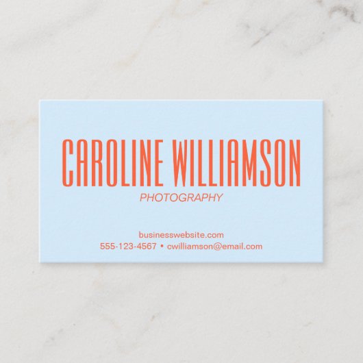 Soft Blue Orange Bold Name Photo Back Photographer 名刺 (正面)