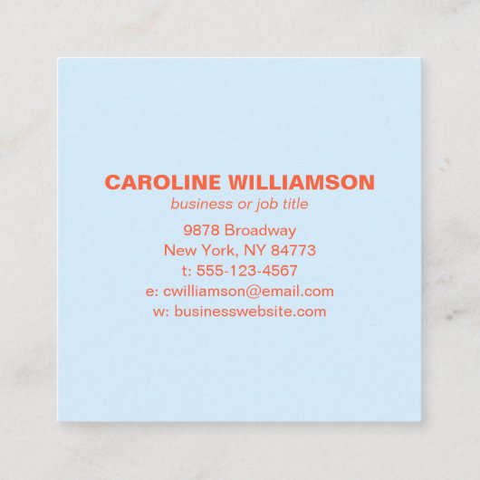 Soft Blue Orange Hello There Friendly Bold Square スクエア名刺 (裏面)