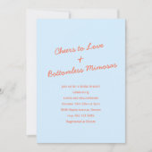Soft Blue Orange Mimosa Bridal Brunch Cheers Love 招待状 (正面)