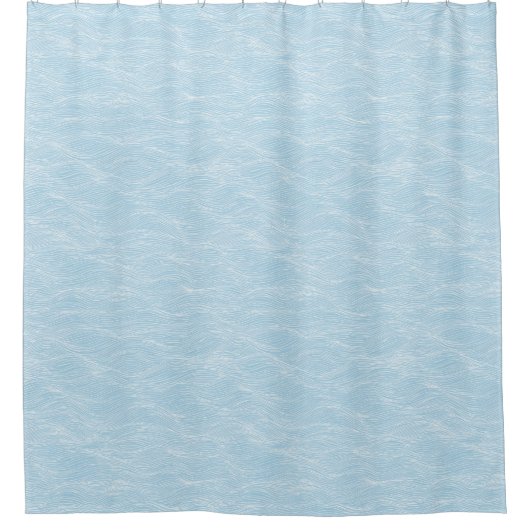 Soft Blue Organic Wave Pattern Bathroom Decor シャワーカーテン (正面)
