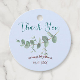 Soft Blue Personalized Botanical Favor Tag フェイバータグ