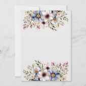 Soft Blue Pink Floral Frame Elegant Wedding Invite 招待状 (裏面)