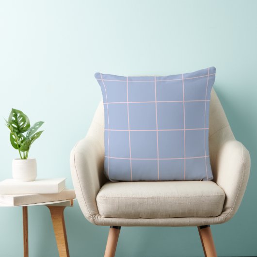 Soft Blue & Pink Grid Pattern クッション (椅子)