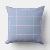 Soft Blue & Pink Grid Pattern クッション (正面)