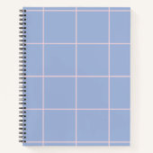 Soft Blue & Pink Grid Pattern ノートブック (正面)