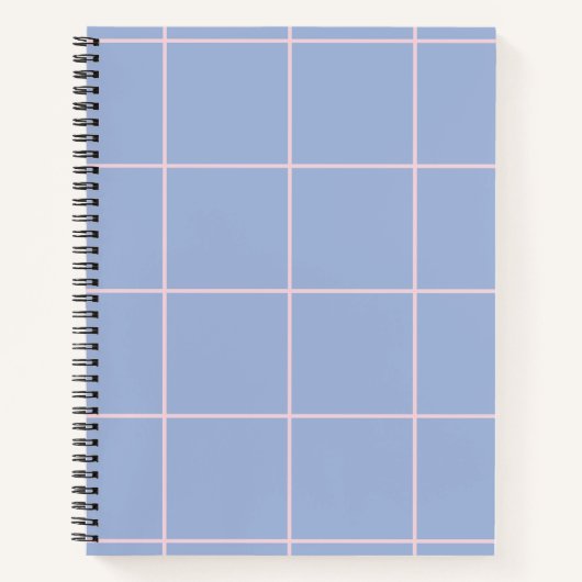 Soft Blue & Pink Grid Pattern ノートブック (正面)