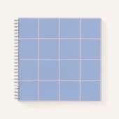 Soft Blue & Pink Grid Pattern ノートブック (正面)