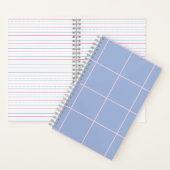 Soft Blue & Pink Grid Pattern ノートブック (内側)