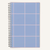 Soft Blue & Pink Grid Pattern ノートブック (正面)