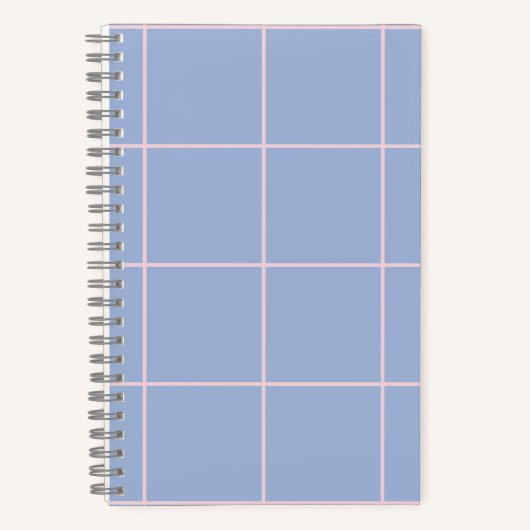Soft Blue & Pink Grid Pattern ノートブック (正面)