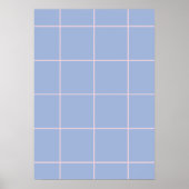 Soft Blue & Pink Grid Pattern ポスター (正面)