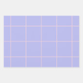 Soft Blue & Pink Grid Pattern ラッピングペーパーシート (正面3)