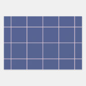 Soft Blue & Pink Grid Pattern ラッピングペーパーシート (正面2)