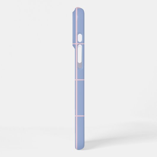 Soft Blue & Pink Grid Pattern iPhoneケース (左側面)