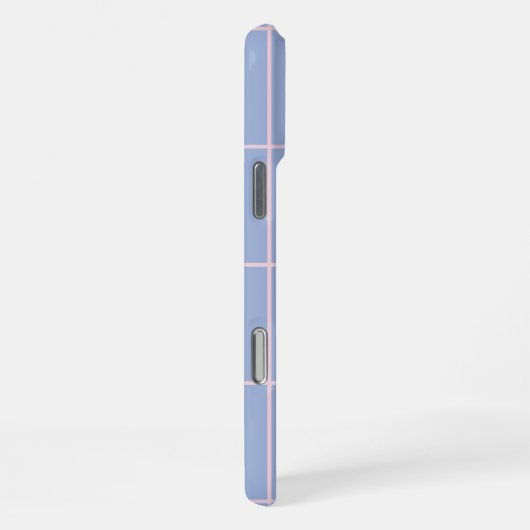 Soft Blue & Pink Grid Pattern iPhoneケース (右側面)
